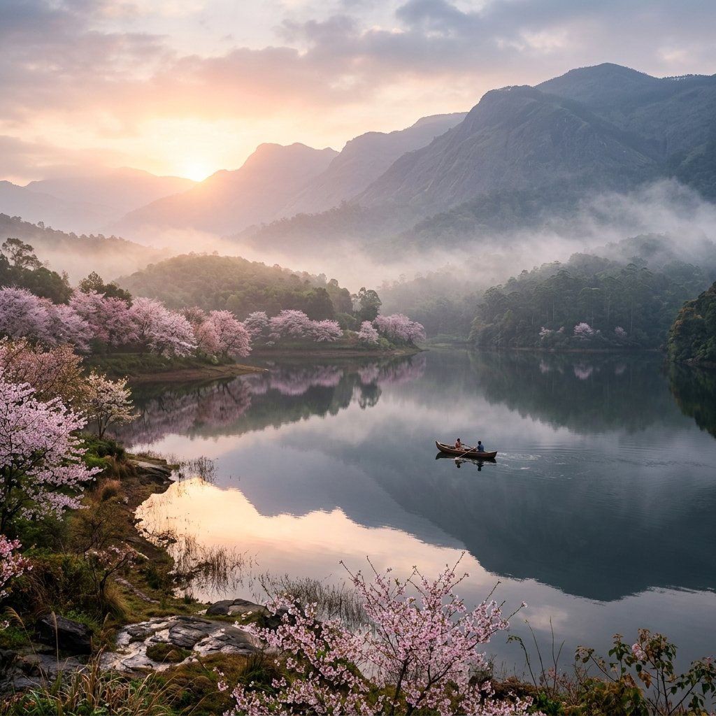 Misty Mountain Lake Dawn