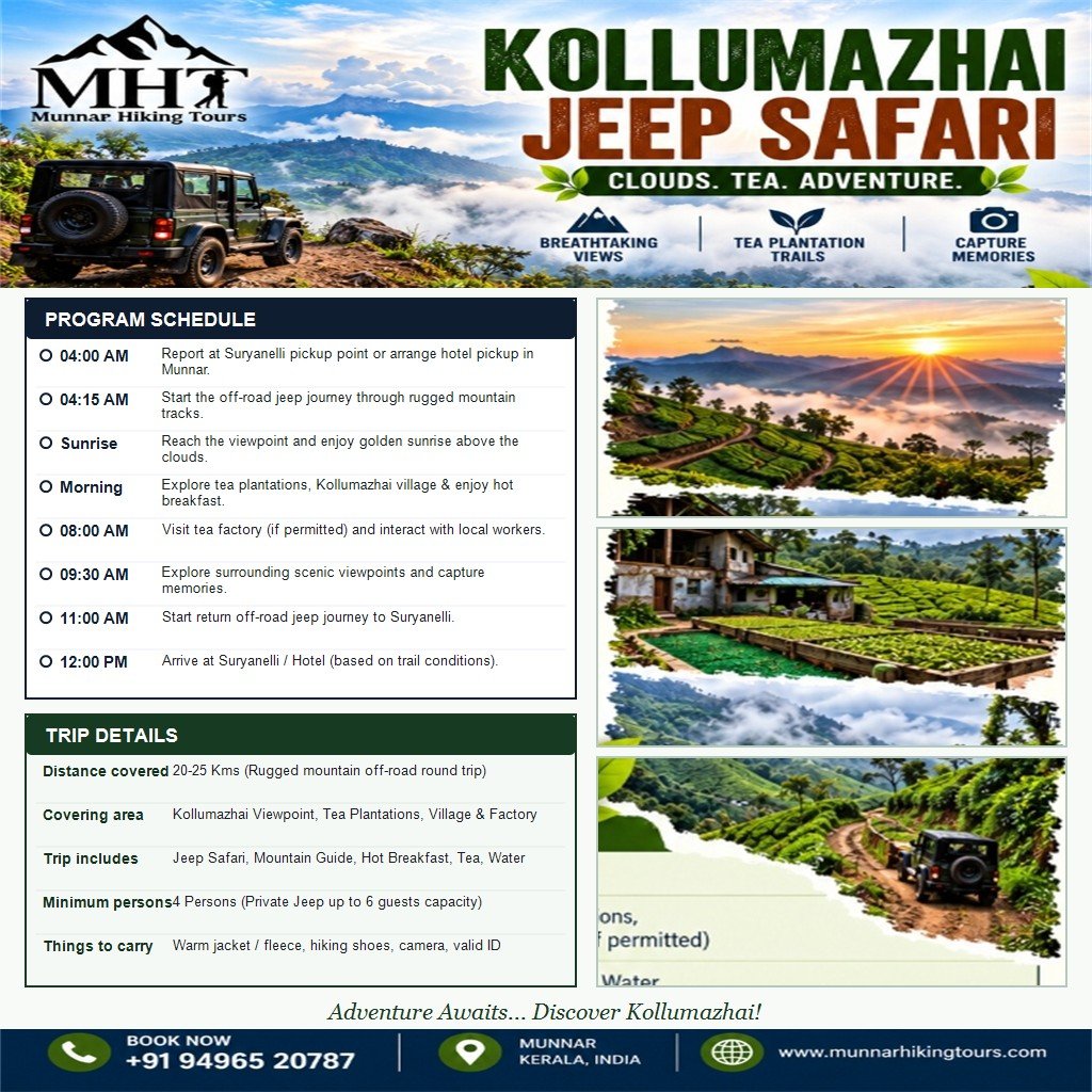 Kollumazhai Jeep Safari - Full Official Tour Plan Flyer